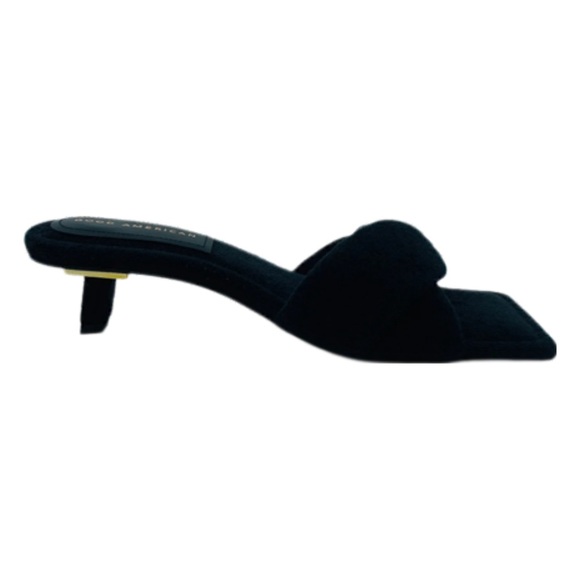 black Good American kickstand mule heels | black terry cloth kitten heel - Picture 5 of 9